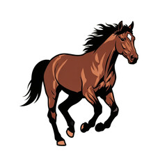 Obraz premium Brown Horse Running Freely in Open Field with Natural Landscape