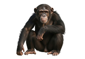 Fototapeta premium Chimpanzee Sitting Calmly in a Natural Pose with a Thoughtful Expression