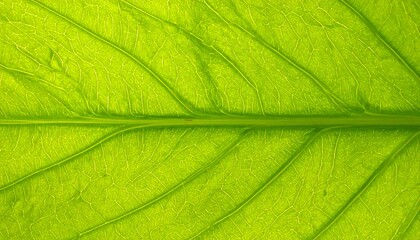 Close-up Macro Photograph of a Vibrant Green Leaf Vein Structure.