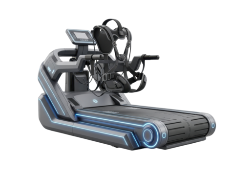 Futuristic Treadmill Equipment for Home or Commercial Gym with Sleek Design and Interactive Features