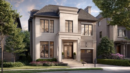 Luxury Home Exterior: Architectural Design in Residential Area