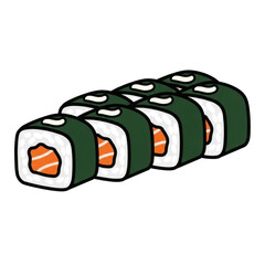 Delicious Sushi Rolls with Fresh Salmon and Seaweed on Transparent Background