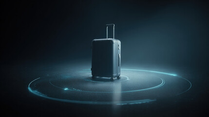 abstract silhouette of suitcase within radar circle icon clear background conceptual illustration illustration concept scene visual for commercial design use high detail quality stock image