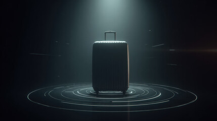 abstract silhouette of suitcase within radar circle icon clear background conceptual illustration illustration concept scene visual for commercial design use high detail quality stock image