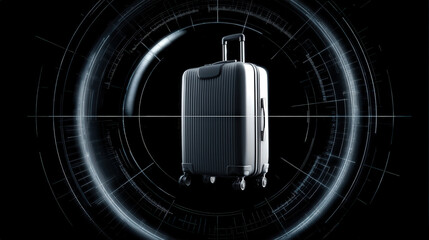 abstract silhouette of suitcase within radar circle icon clear background conceptual illustration illustration concept scene visual for commercial design use high detail quality stock image