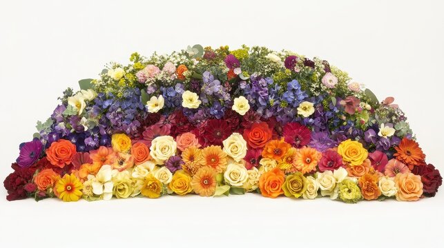 Colorful Flower Arrangement Displaying Vibrant Fresh Blooms and Foliage