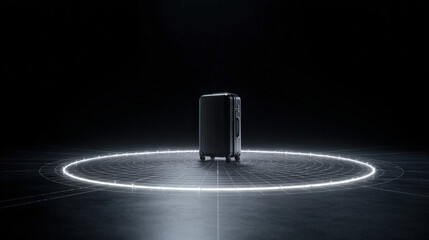 abstract silhouette of suitcase within radar circle icon clear background conceptual illustration illustration concept scene visual for commercial design use high detail quality stock image