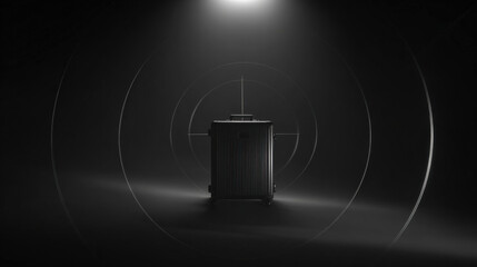 abstract silhouette of suitcase within radar circle icon clear background conceptual illustration illustration concept scene visual for commercial design use high detail quality stock image