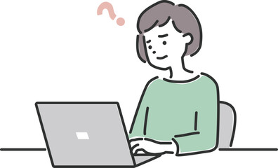 PCパソコンの仕事や操作で疑問がある女性