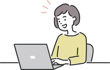 PCパソコンで仕事やネット検索する女性