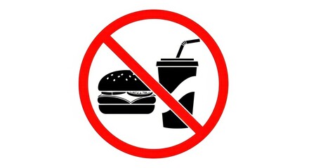No Eating or Drinking Icon - Prohibited Food and Beverage Warning Symbol for Public and Private Spaces