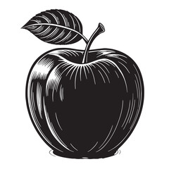 Black apple Silhouette Vector, High Quality Illustration on White Background