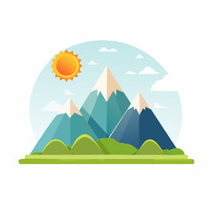 Colorful Mountain Landscape Illustration