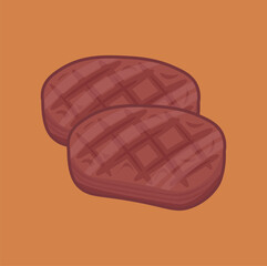 illustration of grilled or roasted meat, barbecue activities, for celebrations, camping activities, party activities, beef, cooked meat
