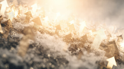 abstract wave of numbers turning into falling arrow silhouette in fog data uncertainty theme illustration concept scene visual for commercial design use high detail quality stock image illustration