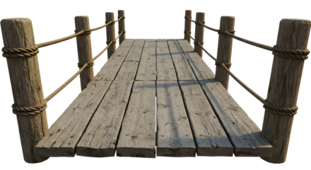 Wooden dock bridge inviting viewers to explore a tranquil, rustic, and peaceful setting