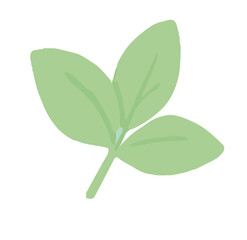 Minimalist three green leaves. Flat design nature icon.