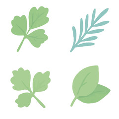 Flat design botanical elements for organic and healthy concepts.