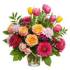 Vibrant floral bouquet with roses and tulips, perfect for celebrations and special moments