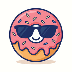 Cool Donut with Sunglasses Vector Illustration