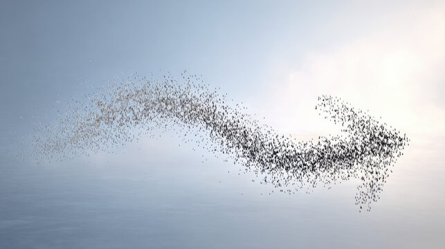 abstract wave of numbers turning into falling arrow silhouette in fog data uncertainty theme illustration concept scene visual for commercial design use high detail quality stock image illustration - Powered by Adobe