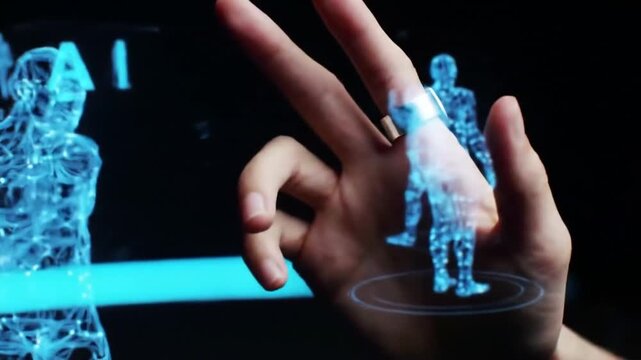 Interactive holographic anatomy model demonstrates future digital healthcare and scientific visualization through human-computer interface technology - Powered by Adobe
