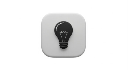 3d Render Black Lightbulb Icon On App Button