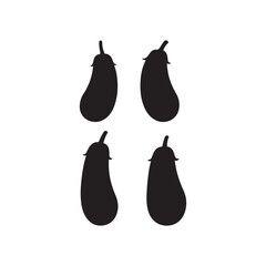Set of eggplant silhouette vector flat illustration design. Round long eggplant icon on white background