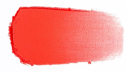 Vibrant coral red paint swatch brush stroke texture close up