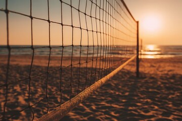 Golden Hour Beach Volleyball Net Sunset
