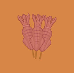 illustration of grilled squid food, seafood, grilled food, grilled food, street food, salty food
