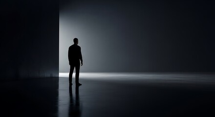 Silhouette of a Person Standing in Front of a Bright Light, Symbolic of Choices and Paths