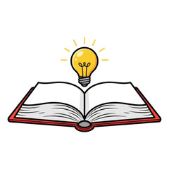 Open Book with Lightbulb Symbolizing Knowledge and Inspiration