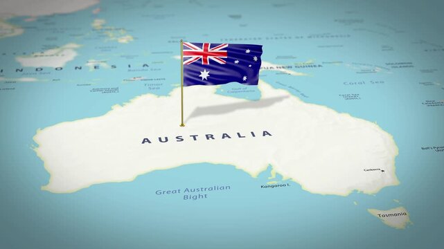 Australia Map Flag 4K Loop