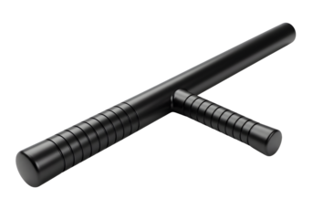 Realistic black police baton, a symbol of law enforcement and security against a dark background