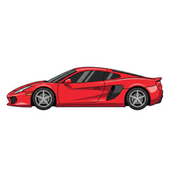 Fototapeta premium Sleek Red Sports Car Profile View on Transparent Background
