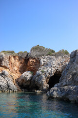 Natural cave in rock and mysterious atmosphere