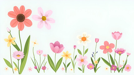 spring flowers vector illustrations set