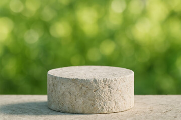 Smart home device discreetly placed on table with blurred green background for ambient lighting