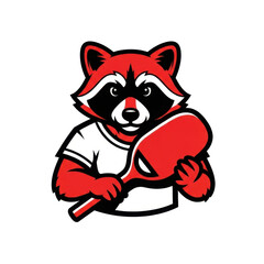 Playful Raccoon Mascot Holding Paddle in a Whimsical Cartoon Style