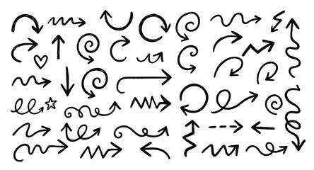 Naklejka premium Hand Drawn Doodle Arrows Set