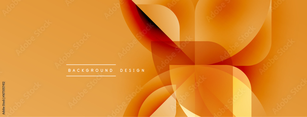 Poster abstract orange design. smooth shapes overlap, creating dynamic visual effect. warm tones dominate c