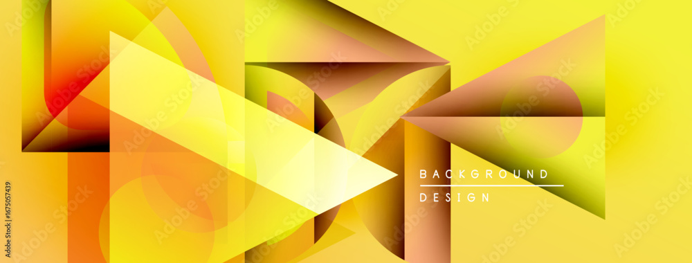 Poster abstract geometric design. yellow, orange hues create dynamic layered effect. modern background suit