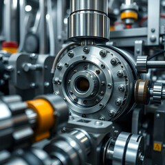 Close up realtime footage of precise machinery and automatic process to manufacture complex industrial parts