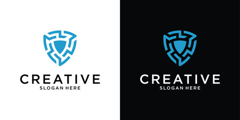 Security logo technology for your company, shield logo for security data.