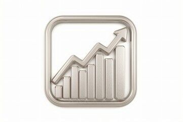 Growth chart icon, rising profits, white background, app design