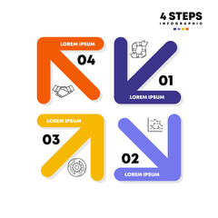 Arrow chart infographic template with 4 options for presentations. Vector illustration Eps	