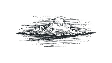 Hand Drawn Cumulus Cloud with Abstract Strokes. Vector hand drawn illustration