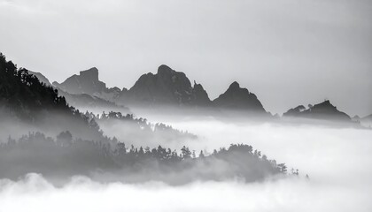 Mountains shrouded in mist