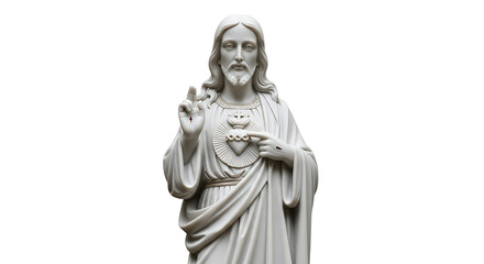 Statue of Jesus Christ, depicting the Sacred Heart on a white background.